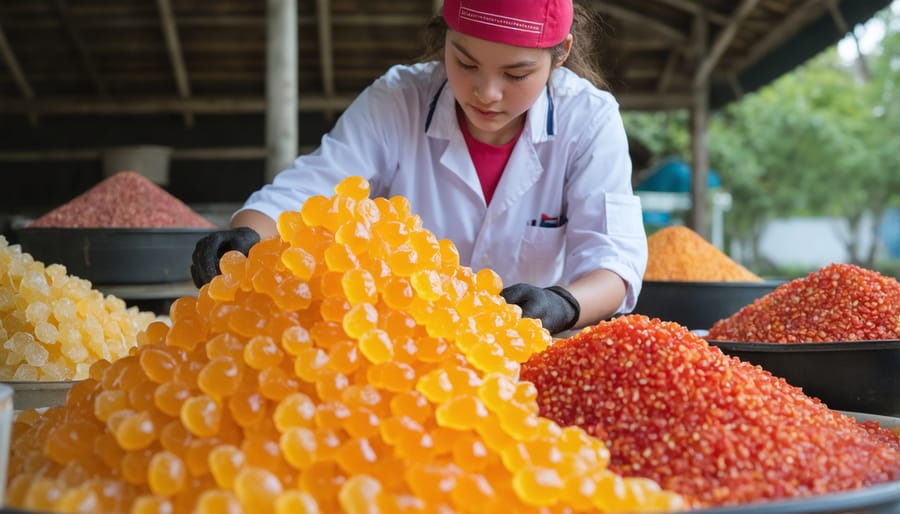 A local entrepreneur actively involved in the process of producing freeze-dried candy, highlighting business opportunities