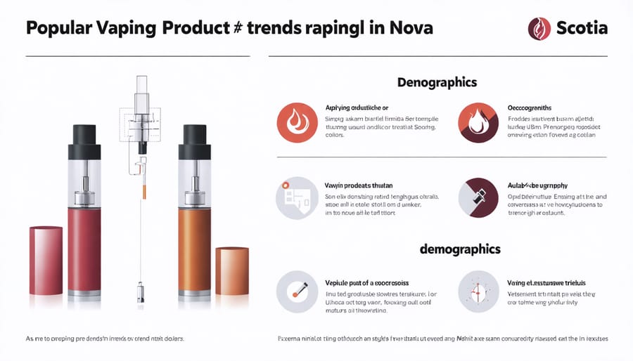 Data visualization of Nova Scotia vaping trends including top-selling products and customer age groups