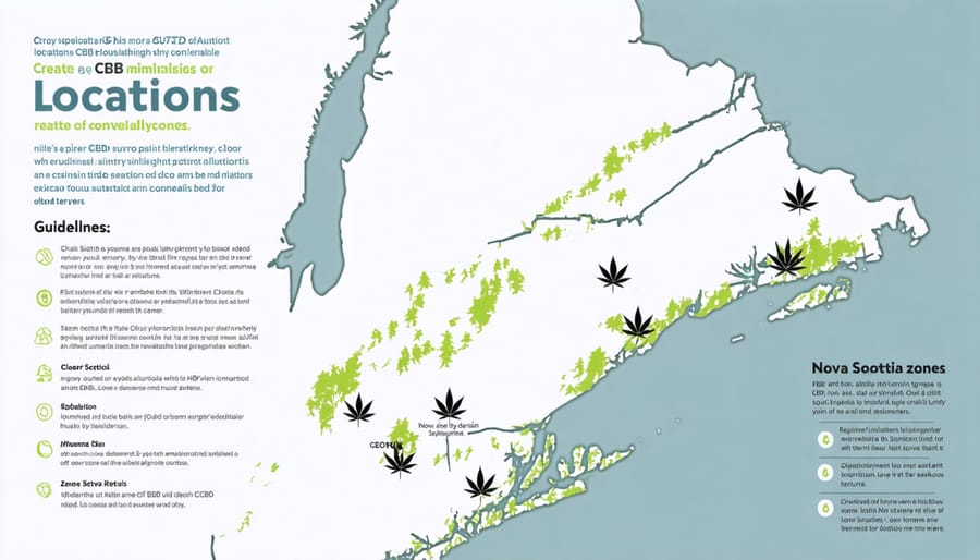 Interactive map showing CBD retail locations and regulatory zones across Nova Scotia