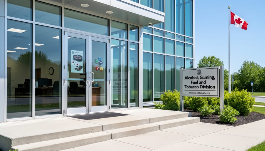 Nova Scotia government building exterior representing gambling regulatory authority