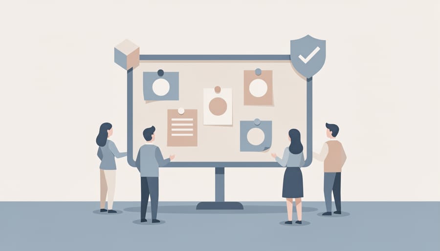 Outdoor community bulletin board with pinned papers and visible board texture in muted colors